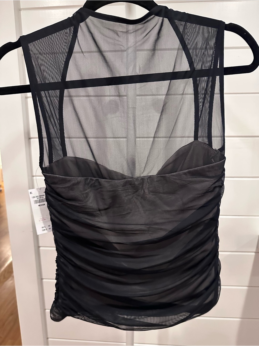Abercrombie Sheer Black Mesh Ruched Tank Top